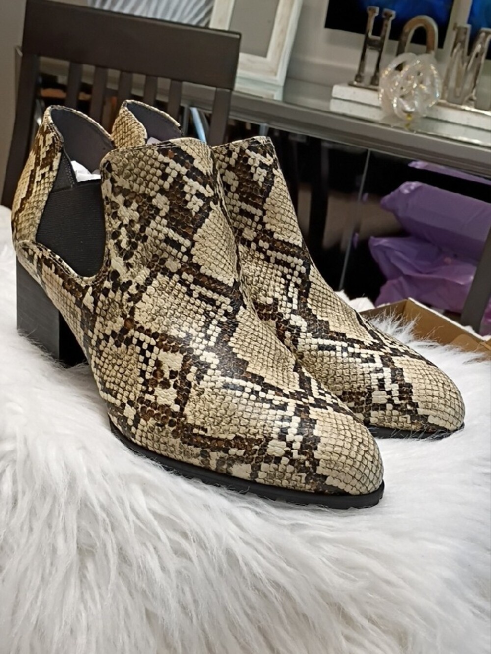 Vionic Neutral Snake-Print Chelsea Bootie - Picture 9 of 16